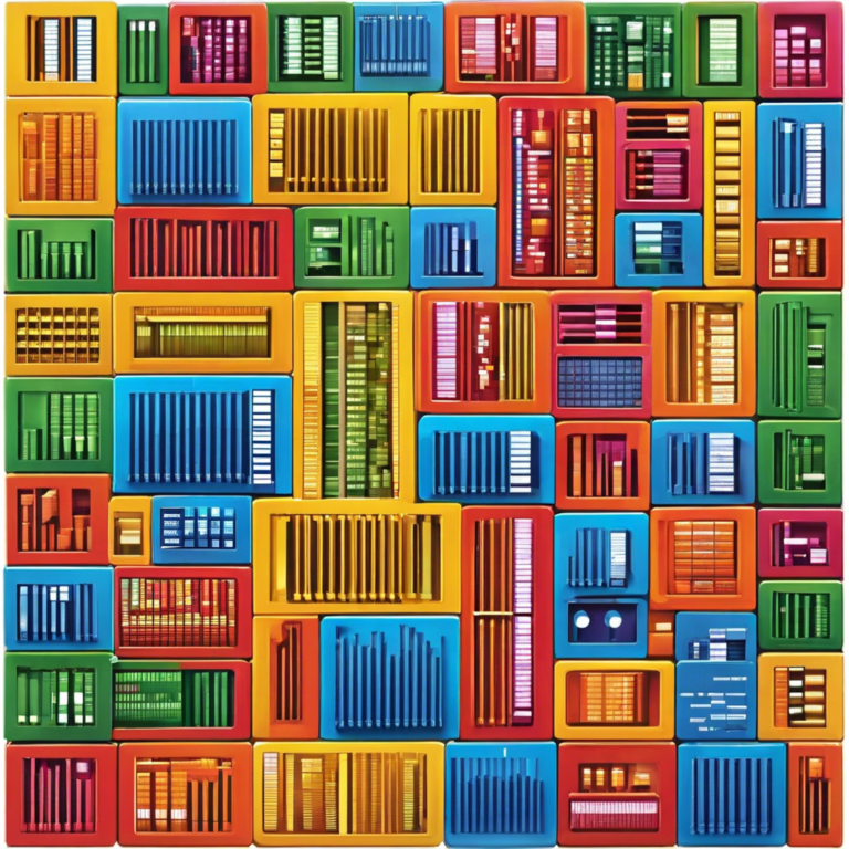 of colored blocks labeled with programming language icons, like Java, Python, and C++, organized in a bar graph formation one underneath the other, showing comparison in speed, performance and so on